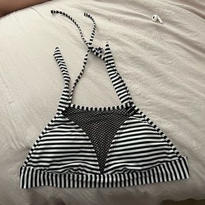 Mossimo Size S Black Striped Mesh Swim Top
